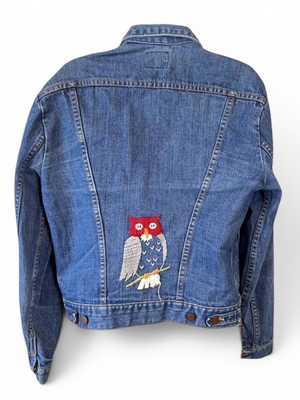 Wrangler Owl Embroidered Jean Trucker Jacket Vintage 70’s